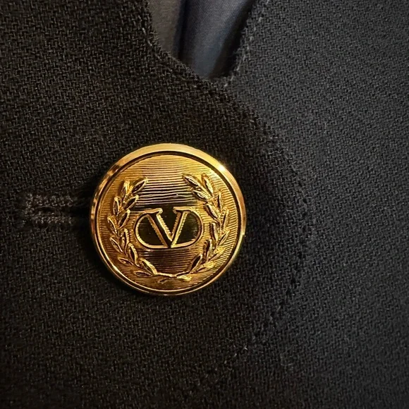 Valentino Cropped Navy Wool Jacket with Gold Buttons AUTHENTIC - Picture 3 of 9